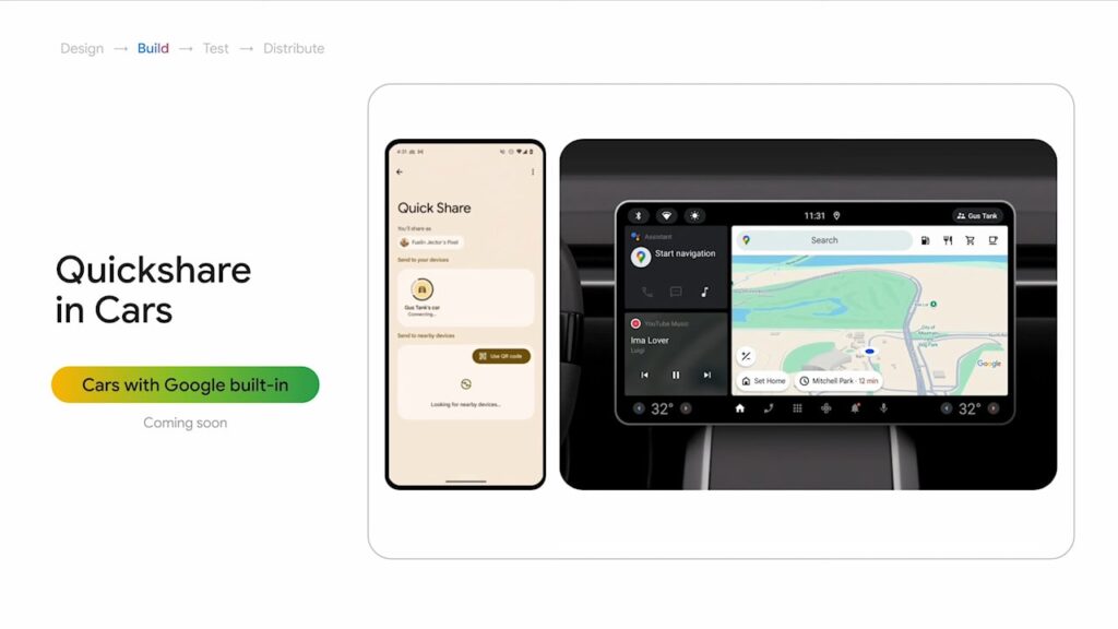 Carros Google Integrados com Quick Share