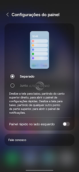 One UI 7, como mudar a posição do painel rápido e notificações logo