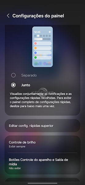 One UI 7, como mudar a posição do painel rápido e notificações logo