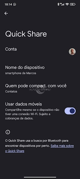 Quick Share dados móveis