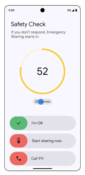 Android check-in segurança, tempo extra