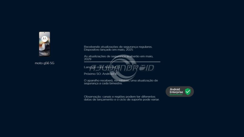Moto G56 5G com Android 16 garantido