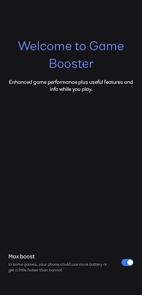 One UI 8 Game Booster opção Max Boost