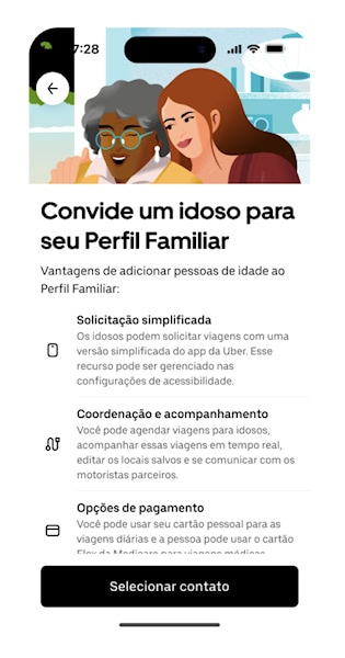 Uber, conta Senior para idosos