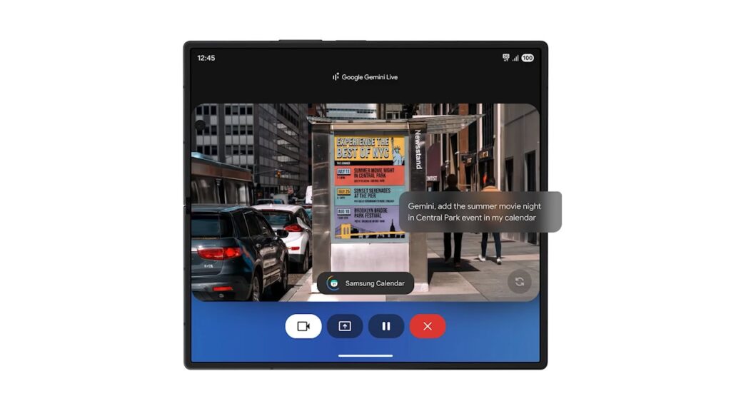 Galaxy Z Fold7 com Gemini Live com integração com calendário da Samsung