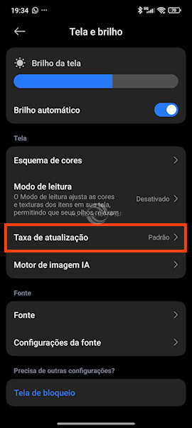 Trocando a taxa de atualização da tela nos Redmi, POCO e Xiaomi com HyperOS