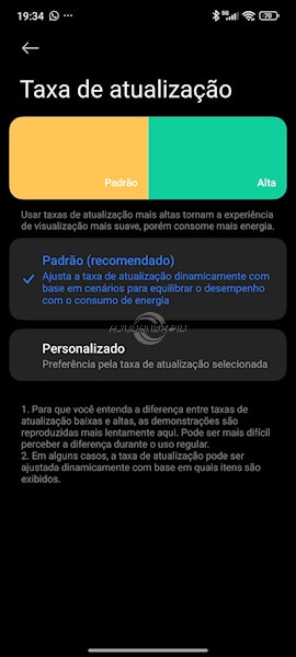 Trocando a taxa de atualização da tela nos Redmi, POCO e Xiaomi com HyperOS