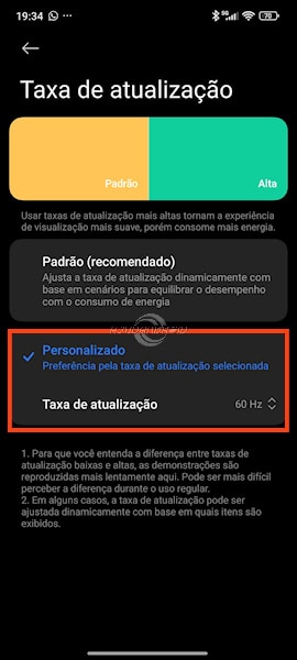 Trocando a taxa de atualização da tela nos Redmi, POCO e Xiaomi com HyperOS