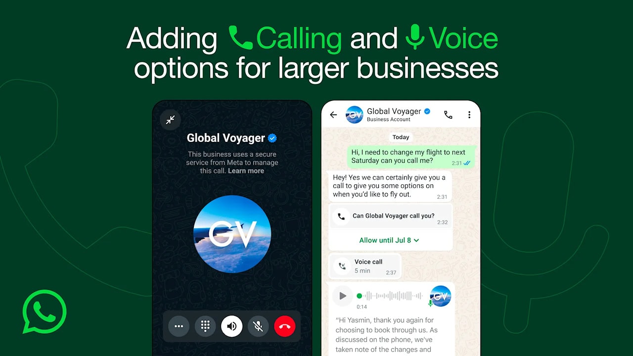 WhatsApp Business ganha ligação e mensagens de voz