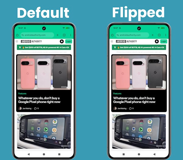 Android navegação botões virtuais em duas ordem