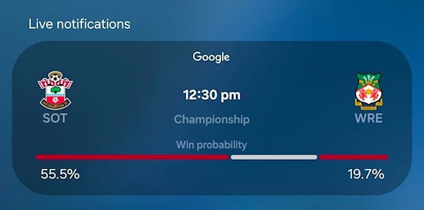 One UI now bar probabilidade resultado