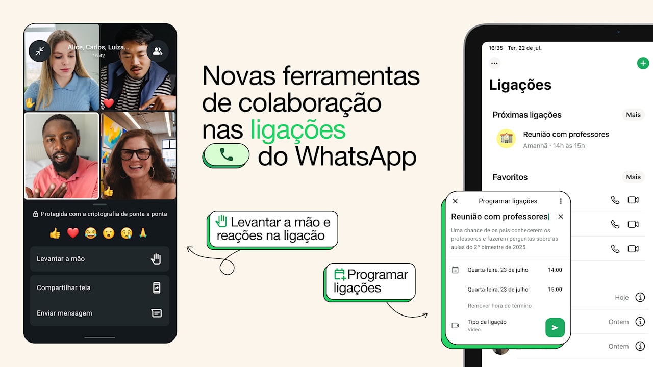 WhatsApp aprimorou ligações de voz e vídeos e tem como programar com antecedência