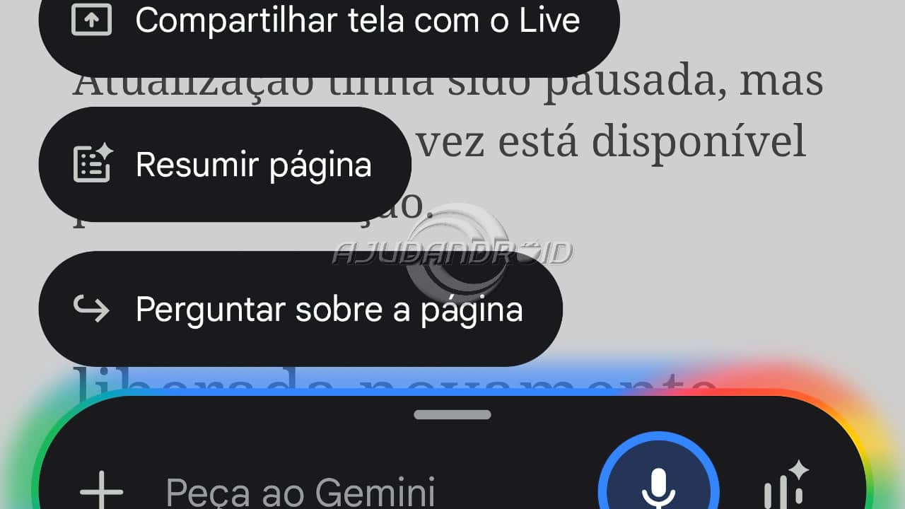 Gemini resume facilmente páginas no Chrome