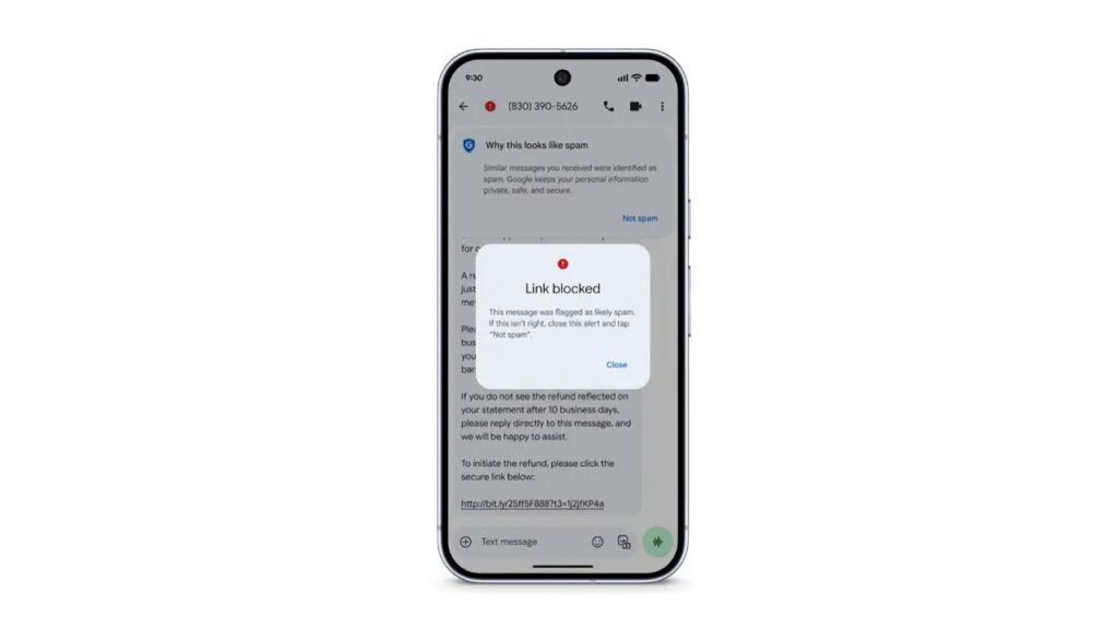 Google Mensagens verificador de links de spam