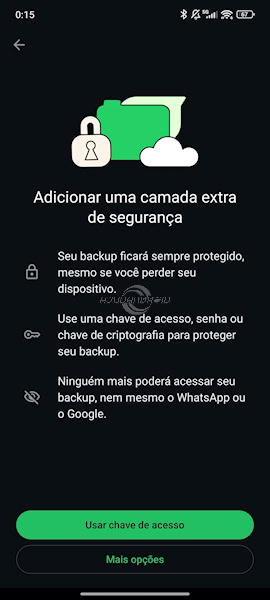 WhatsApp, Backup criptografado com chave de acesso