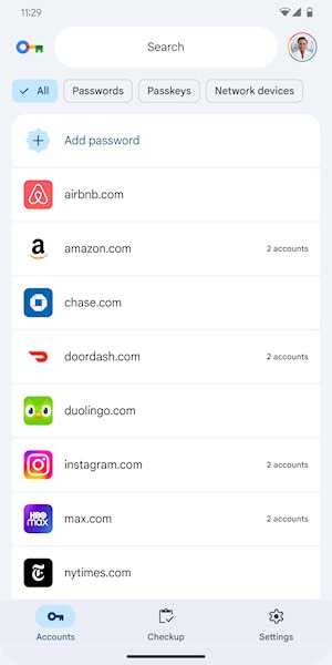 Gerenciador de senha do Google