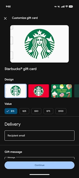 Google Play Store venda de vale presente