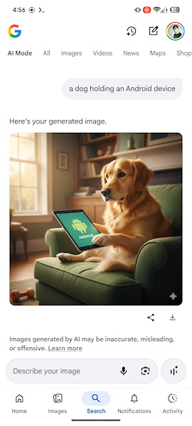 Nano Banana na busca do Android