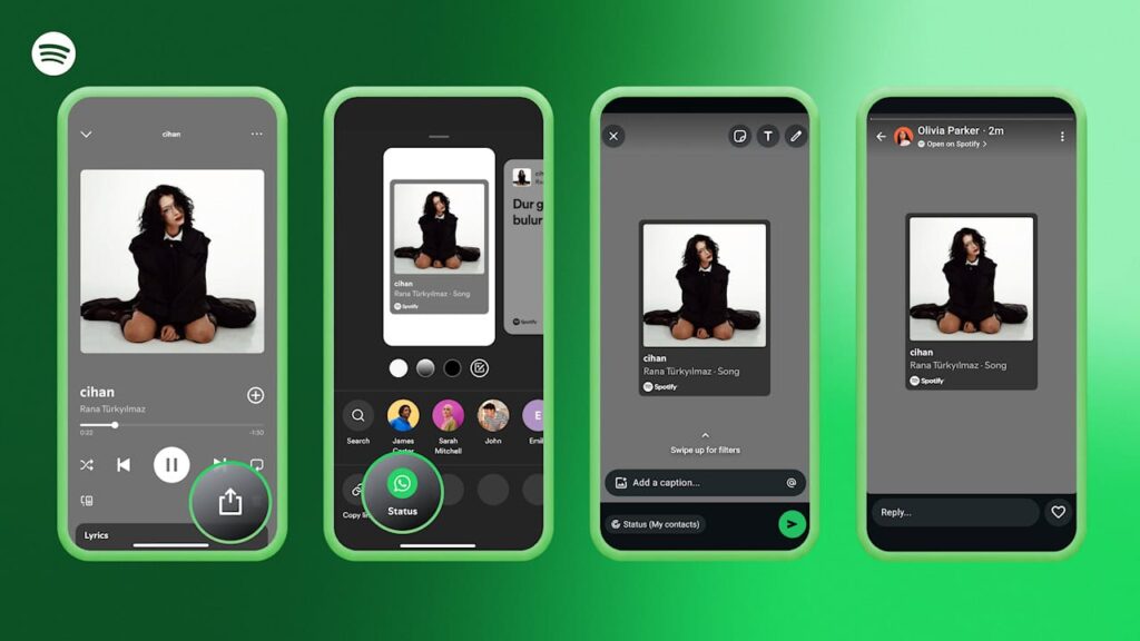 Spotify compartilhamento do que está escutando no Status do WhatsApp