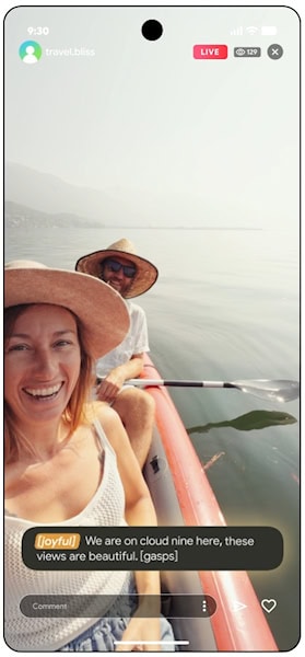 Android, legendas ao vivo IA com emoção