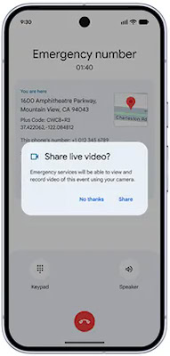 Android vídeo ao vivo para chamadas de emergência