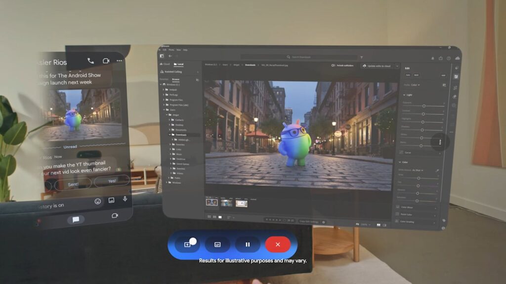 Android XR com conexão com computador Windows
