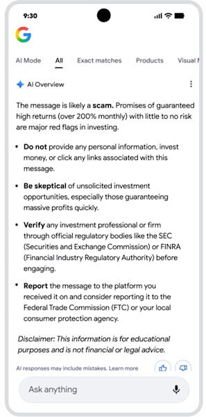 Circule para pesquisar verificação de golpes