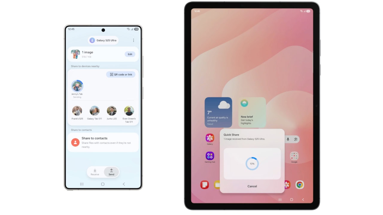 One UI 8.5 Quick Share compartilhamento inteligente