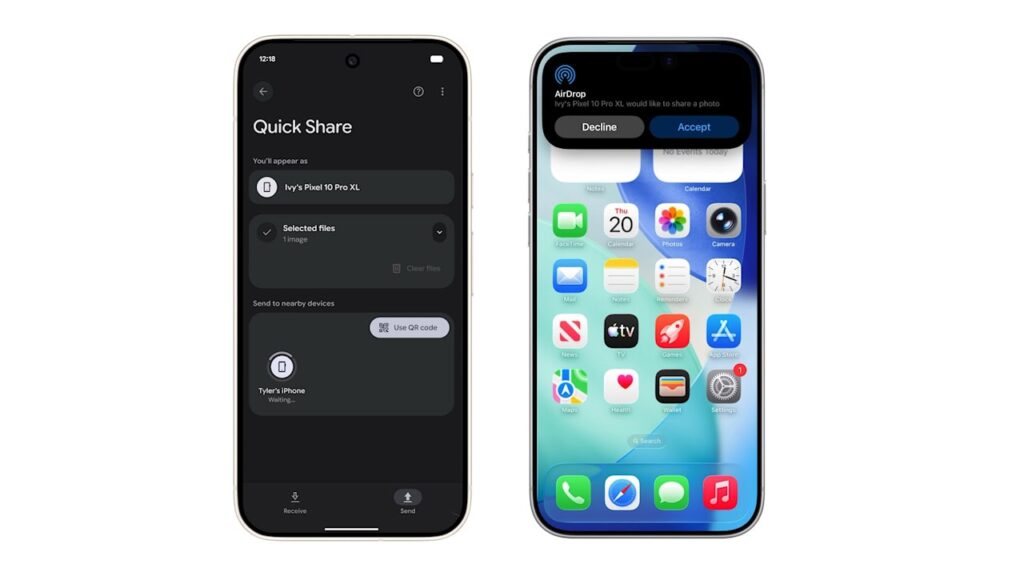 Quick Share suporte para Airdrop da Apple