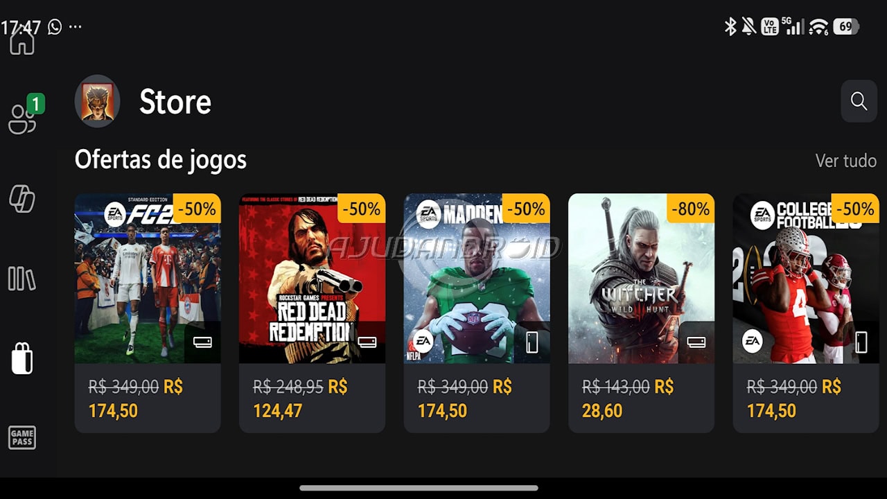 Aplicativo Xbox ganha aba loja