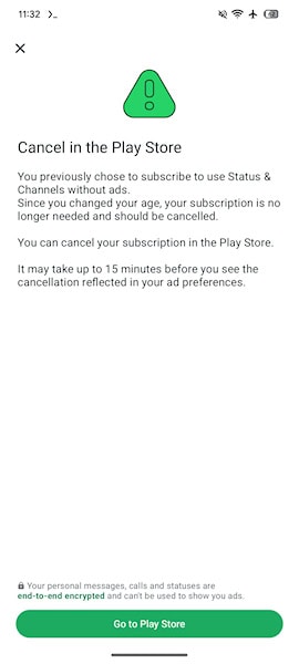 WhatsApp assinatura para remover anúncios