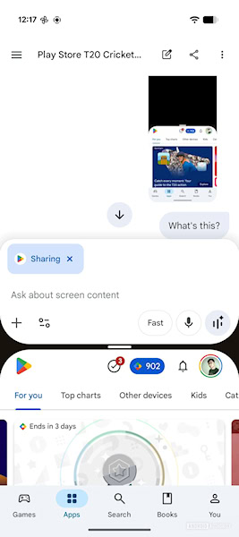 Gemini tela dividida no telefone