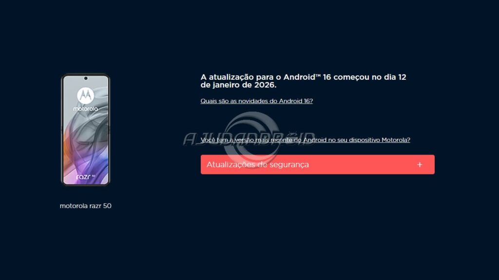 Motorola RAZR 50 Android 16 página