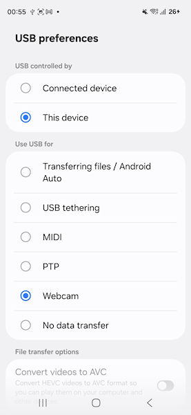One UI 8.5 usar o telefone como webcam para no PC