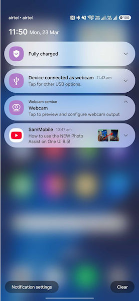 One UI 8.5 usar o telefone como webcam para no PC