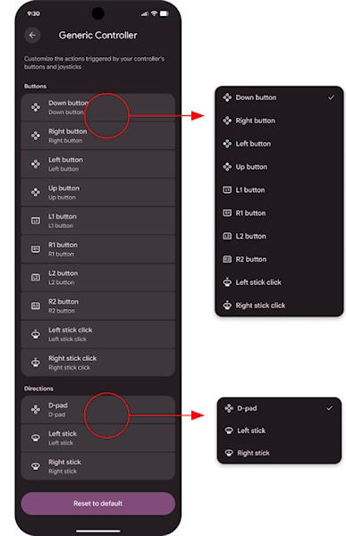 Android 17 remapeamento de controle