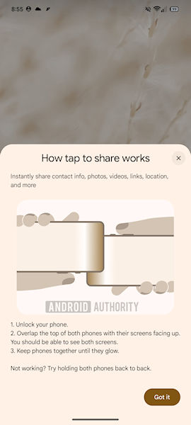 Android Tap to Share (toque para compartilhar)