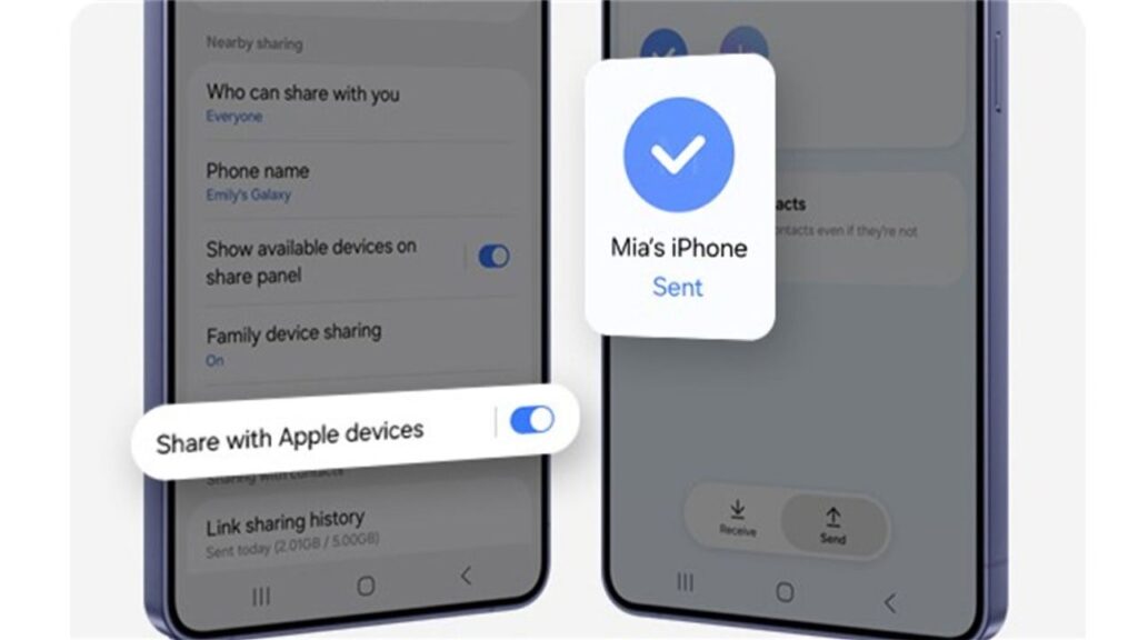 Samsung Quick Share suporte para AirDrop