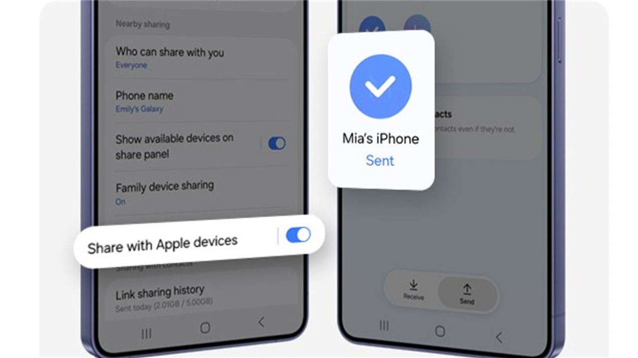 Samsung Quick Share suporte para AirDrop