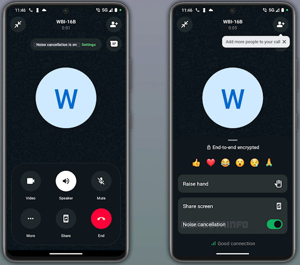WhatsApp cancelamento de ruído nas chamadas