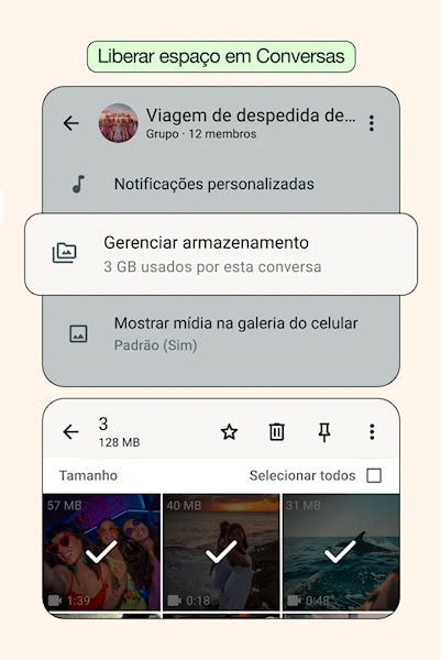 WhatsApp recurso de liberar espaço nas conversas