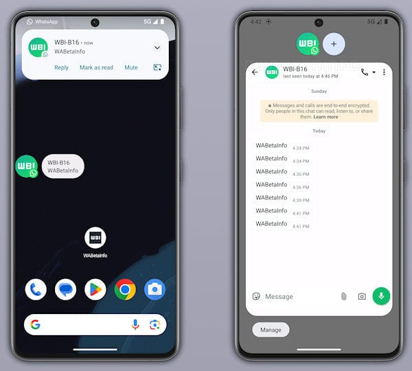 WhatsApp notificações bolhas