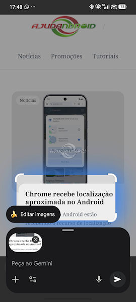 Gemini no Android com recurso para Circular para pesquisar