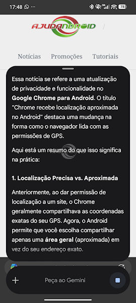 Gemini no Android com recurso para Circular para pesquisar