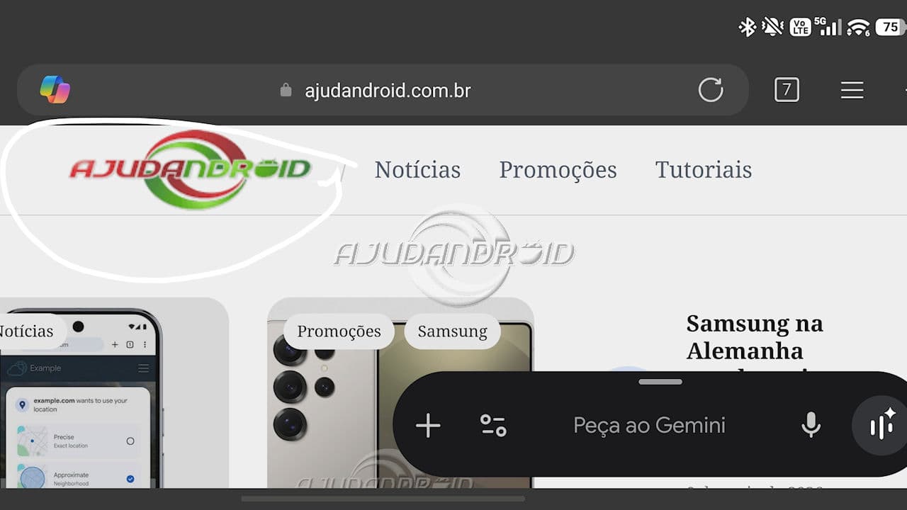 Gemini no Android com recurso para Circular para pesquisar