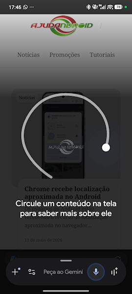 Gemini no Android com recurso para Circular para pesquisar