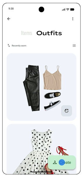 Google Fotos combinação de roupas para criar looks