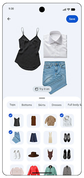 Google Fotos combinação de roupas para criar looks