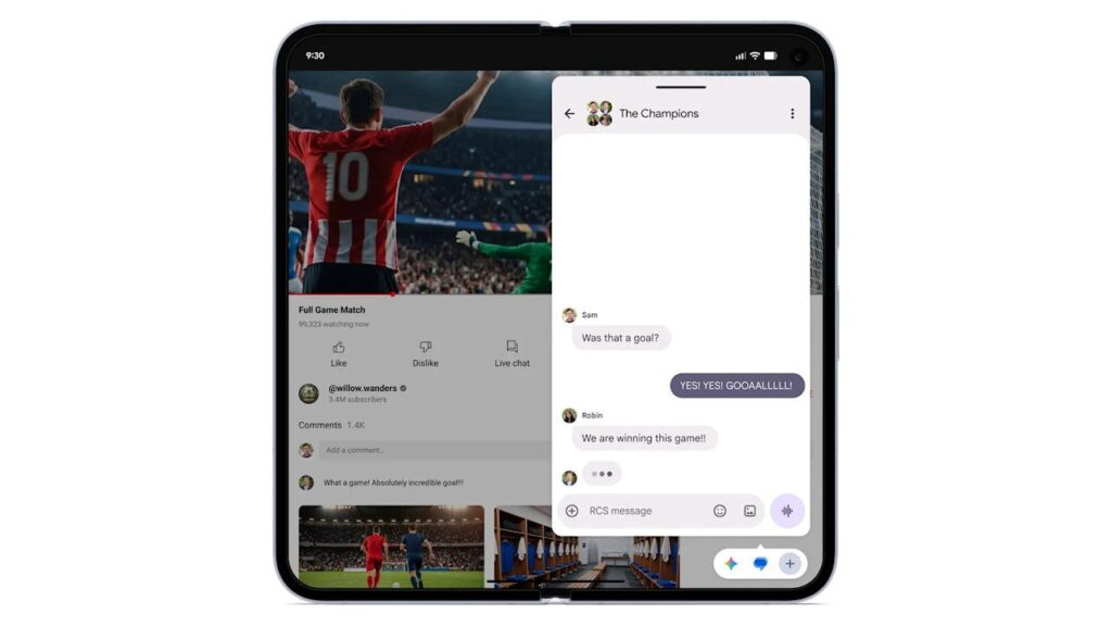 Android 17 com aplicativos abertos em bolhas (janelas flutuantes)