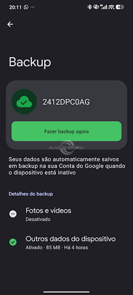 Android backup outros dados